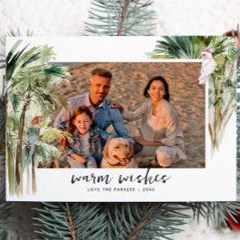 Warme Wensen | Tropisch Strand Kerst Foto Feestdagenkaart
