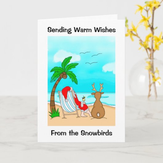 Warme Wensen van de Sneeuwvogels Kerstmis   Kaart (Gele Bloem)