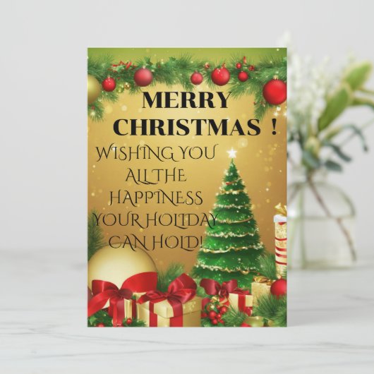 "Warme wensen voor een vrolijke kerst!" Feestdagenkaart (Staand voorkant)