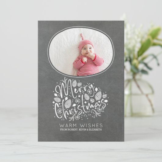 Warme wensen Vrolijke Kerstfoto Feestdagenkaart (Staand voorkant)