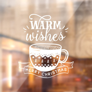 Warme Wensen Warme Kop Coffee Cocoa Kerst Wit Raamsticker
