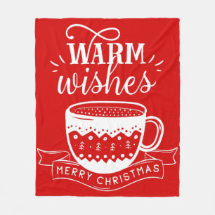 Warme Wensen Warme Kop Koffie Cacao Rood Wit Banie Fleece Deken