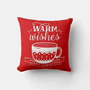 Warme Wensen Warme Kop Koffie Cacao Rood Wit Kussen