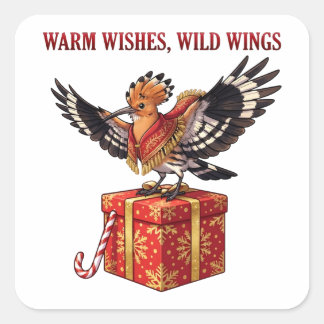Warme Wensen Wilde Vleugels Hop Christmas Cadeau O Vierkante Sticker