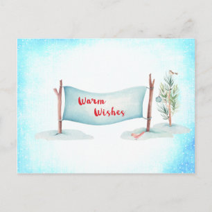 Warme Wensen Winter Sneeuw Scène Briefkaart