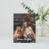 Warme Wensen Witte Script Foto Kerstmis Briefkaart (Staand voorkant)