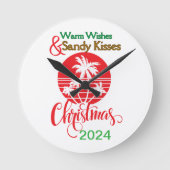 Warme wensen & Zandkusjes – Kerst 2024 Ronde Klok (Voorkant)