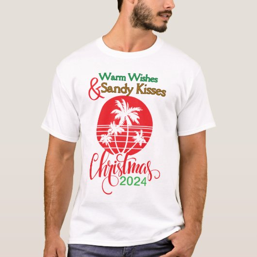 Warme wensen & Zandkusjes – Kerst 2024 T-shirt (Voorkant)