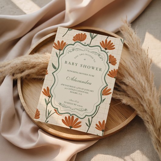 Warme Wilde Bloem Baby Shower Kaart
