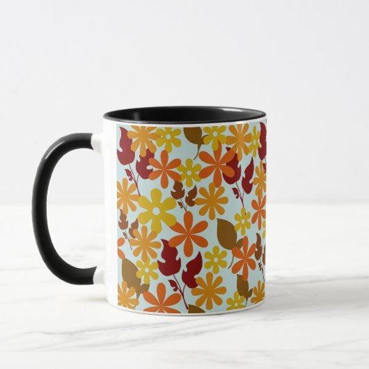 Warme Winter Bloemmotief – Knus Retro Bloem Mok (Links)
