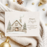 Warme Winter Cottage Diapper Raffle Informatiekaartje<br><div class="desc">Vier de komst van een kleintje met dit gezellige winterse baby shower. Een charmant met de hand beschilderd huisje met een gloeiende open haard ligt genesteld tussen besneeuwde dennen, waardoor een rustige bosrijke omgeving ontstaat. De zachte taupe tonen en de minimale Scandinavische esthetiek brengen warmte en rustieke elegantie aan uw...</div>