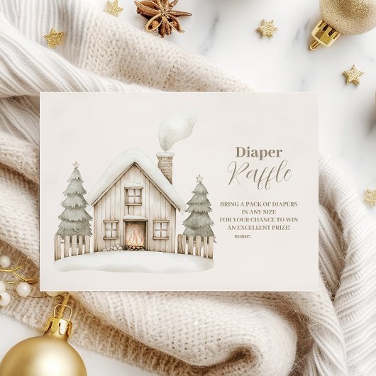 Warme Winter Cottage Diapper Raffle Informatiekaartje