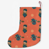 Warme winter met warme thee en gebak kleine kerstsok (Achterkant)