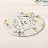 Warme wintercharme: chique Waterverf monogrammed Ronde Kartonnen Onderzetter (Gebogen)