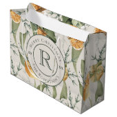 Warme winterelegantie: Waterverf monogrammed Groot Cadeauzakje (Voorkant Gekanteld)