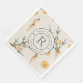 Warme winterelegantie: Waterverf monogrammed Servet (Hoek)