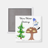 Warme wintergroeten magneet (Voorkant / Achterkant)