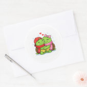Warme Winterknuffel Ronde Sticker (Envelop)