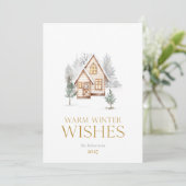 Warme Winterwensen Cottage Kerstkaart (Staand voorkant)