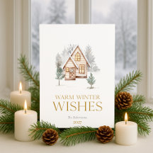 Warme Winterwensen Cottage Kerstkaart