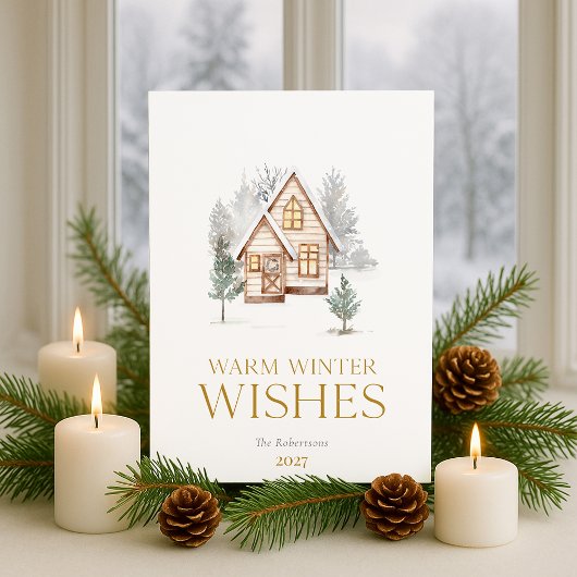 Warme Winterwensen Cottage Kerstkaart