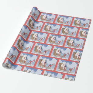 Warme winterwensen IJsbeer Brei Rode Sjaal Cadeaupapier