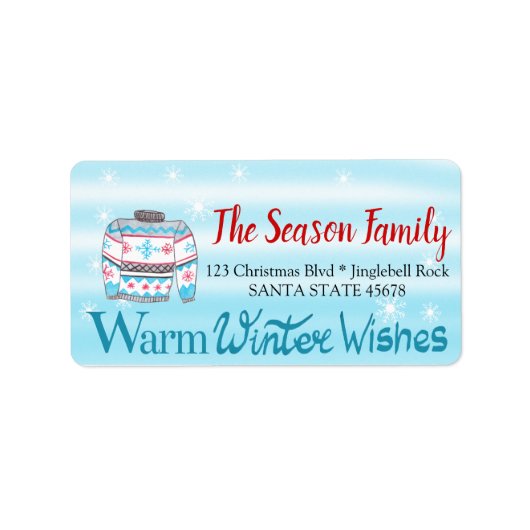 Warme winterwensen Kerstmuts Etiket (Voorkant)