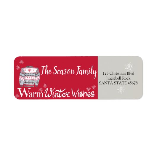 Warme winterwensen Kerstmuts Sweater Etiket (Voorkant)