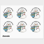 Warme winterwensen, Schattigee sneeuwman Ronde Sticker (Vel)