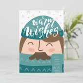 Warme winterwensen vrolijke platte kerstkaart (Staand voorkant)