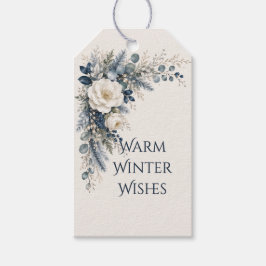 Warme winterwensen Winter botanische maanverlichte Cadeaulabel