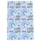 Warme Wishes Roze & Blauwe Kerst Regenbogen Medium Cadeauzakje (Achterkant)