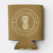 Warme Woestijn Ananas Trouw Crest & Namen Blikjeskoeler (Achterkant)