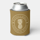 Warme Woestijn Ananas Trouw Crest & Namen Blikjeskoeler (Blikje Achterkant)