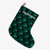 Warme Zachte Blauwgroen Groene Faux Velvet Grote Kerstsok (Voorkant (Hangend))