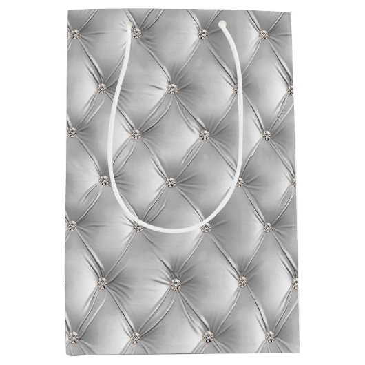 Warme Zachte Grijze Chic Faux Velvet Medium Cadeauzakje (Voorkant)