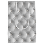 Warme Zachte Grijze Chic Faux Velvet Medium Cadeauzakje (Achterkant)