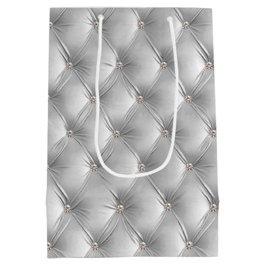 Warme Zachte Grijze Chic Faux Velvet Medium Cadeauzakje (Achterkant)