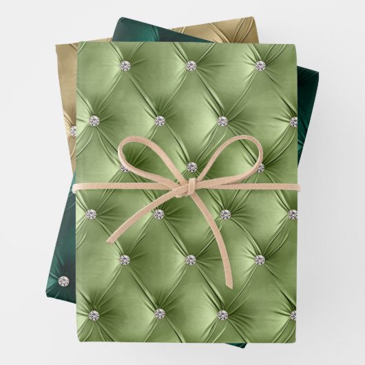 Warme Zachte Sage Groene Vrouwelijke Faux Velvet Inpakpapier Vel (In situ)