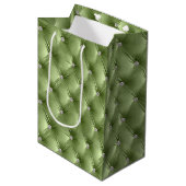 Warme Zachte Sage Groene Vrouwelijke Faux Velvet Medium Cadeauzakje (Voorkant Gekanteld)