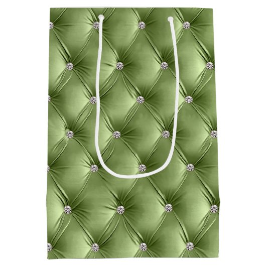 Warme Zachte Sage Groene Vrouwelijke Faux Velvet Medium Cadeauzakje (Achterkant)