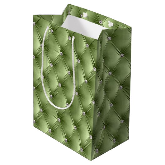Warme Zachte Sage Groene Vrouwelijke Faux Velvet Medium Cadeauzakje (Achterkant Gekanteld)