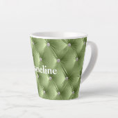 Warme zachte salie groen faux fluweel latte mok (Rechterhoek)