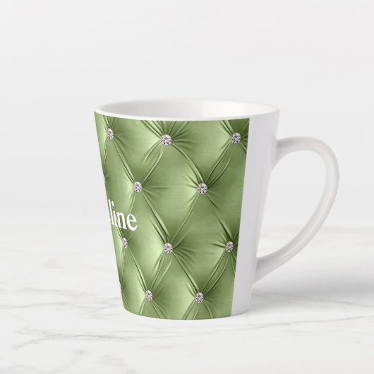 Warme zachte salie groen faux fluweel latte mok (Rechts)