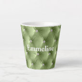 Warme zachte salie groen faux fluweel latte mok (Voorkant)