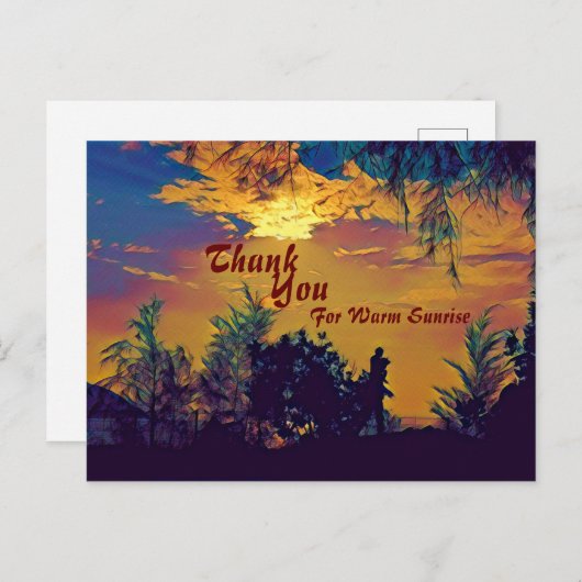 Warme Zonsopgang Aquarel Landschap Bomen Dank je w Briefkaart (Voorkant / Achterkant)