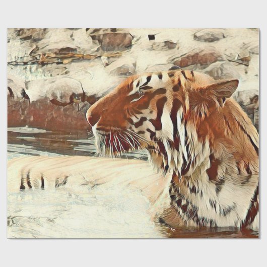 warme zwemtijger cadeaupapier (Vlak)