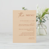 Warmer Trouwmenu met Perzikzand | Zachte Moderne E Menu (Staand voorkant)
