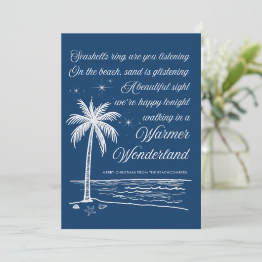 Warmer Wonderland Palm Tree Beach Christmas Feestdagenkaart (Staand voorkant)