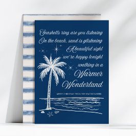 Warmer Wonderland Palmboom Strand Kerstmis Feestdagenkaart